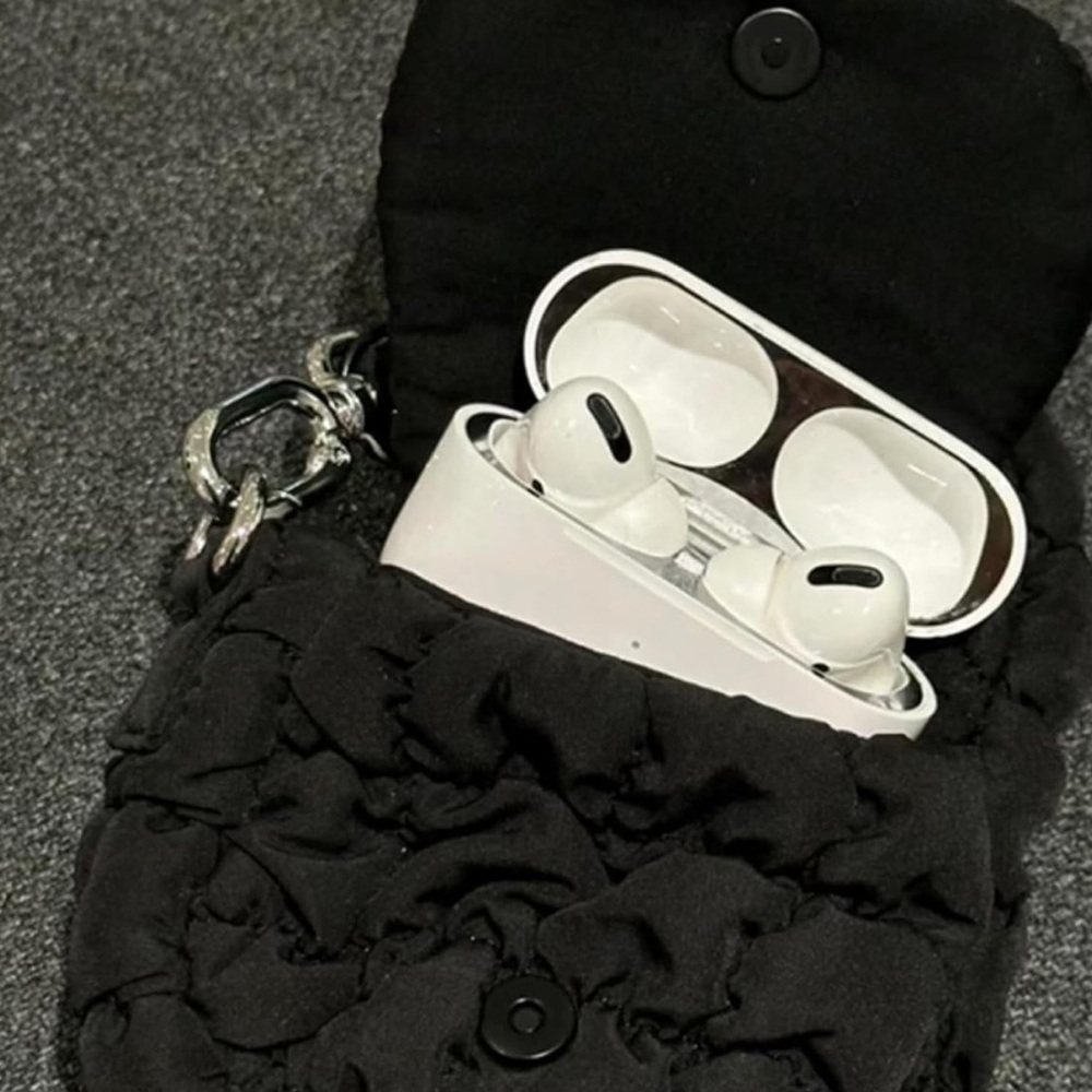 NEW Micro Mini Puffer Bag Charm Wristlet Clutch Puff Padded Quilted Black - Picture 15 of 16